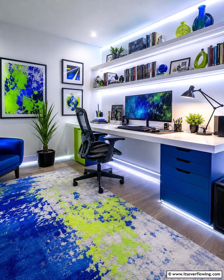Customizable LED Strips - 30 Home Office Lighting Ideas- Brighten Your Workspace