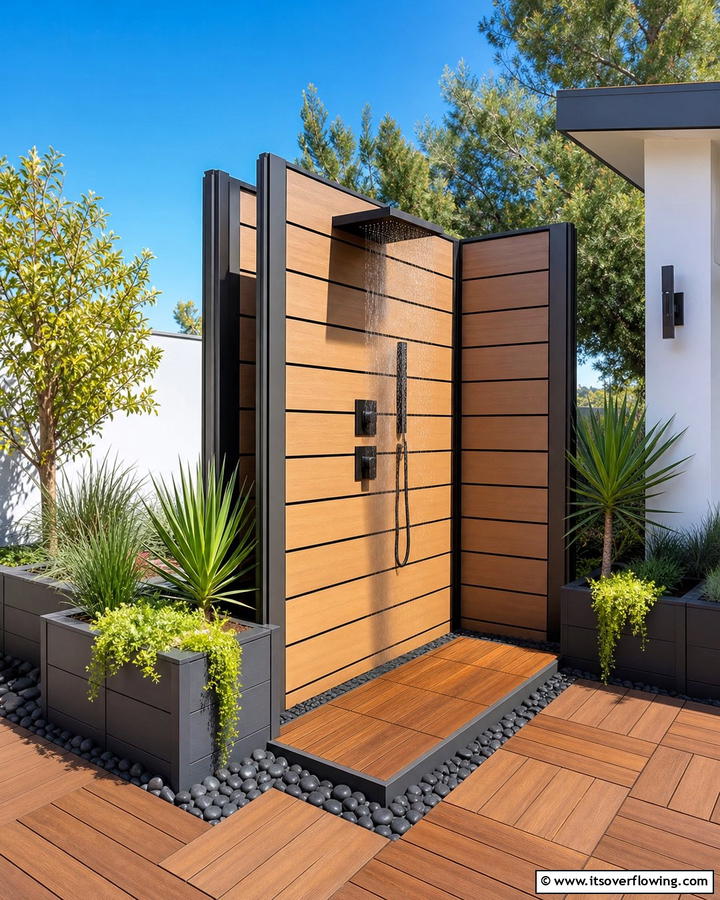 Customizable Modular Design - 21 Outdoor Shower Designs for Poolside Luxury & Functionality