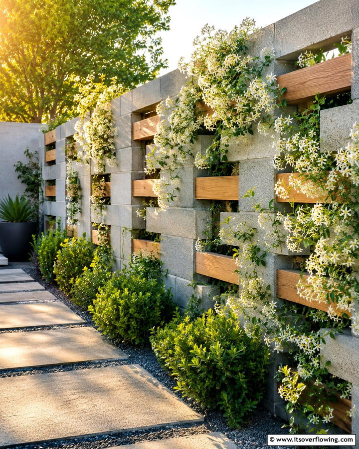 Customizable Modular Design - 30 Creative Cinder Block Fence Designs for Outdoor Spaces