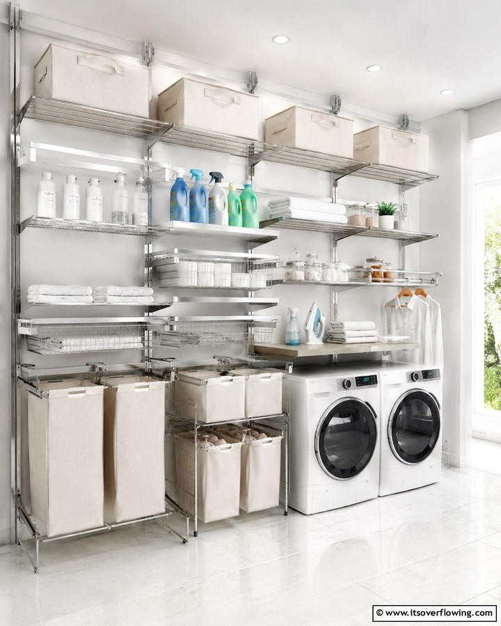 Customizable Modular Laundry Shelf Units - 30 Laundry Room Shelf Ideas- Maximize Storage & Efficiency