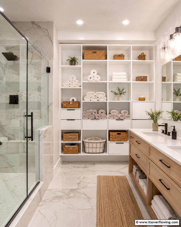 Customizable Modular Towel Storage System - 30 Towel Storage Ideas for Organized and Stylish Bathrooms