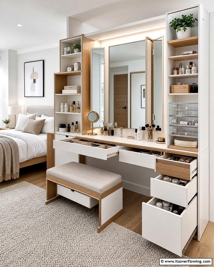 Customizable Modular Vanity - 30 Stylish Makeup Vanity Ideas for a Functional Beauty Space