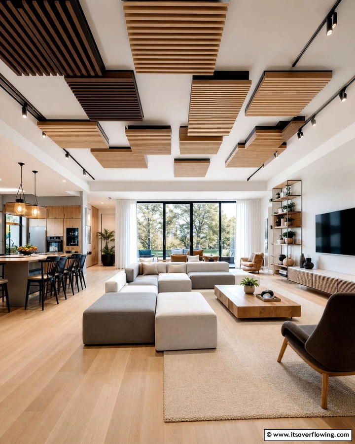 Customizable Modular Wood Slat Ceiling - 30 Wood Slat Ceiling Ideas for Textured Modern Interiors