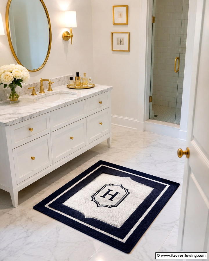 Customizable Monogram Rug - 30 Bathroom Rug Ideas for Softness and Style Underfoot