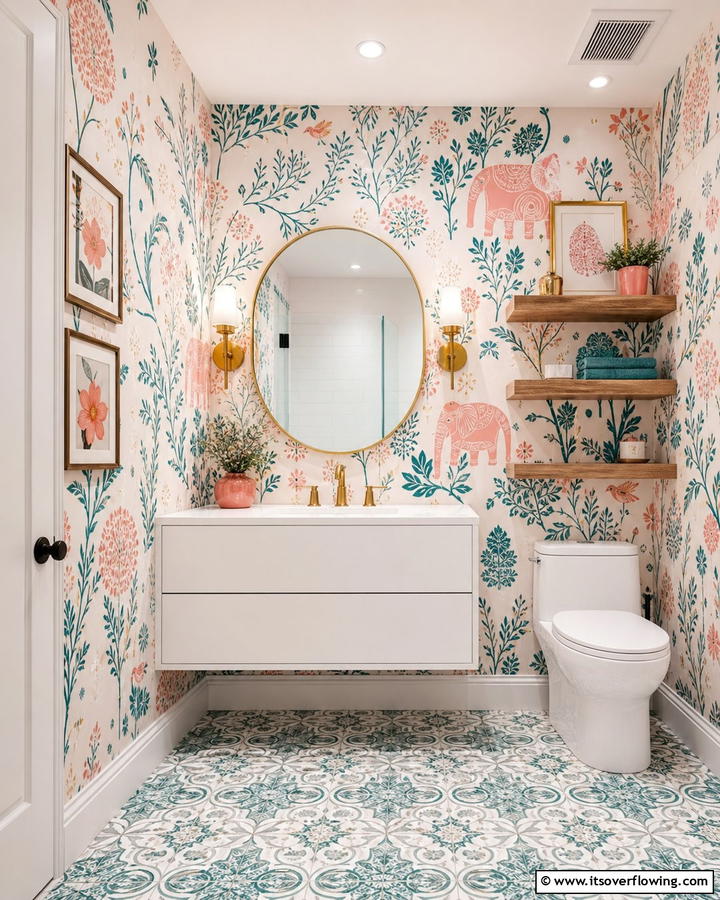 Customizable Personal Touch - 21 Bathroom Wallpaper Ideas to Add Bold Patterns or Subtle Texture