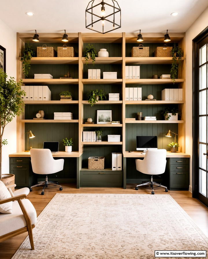 Customizable Shelving for Shared Storage - 25 Home Office for Couples Ideas and Designs