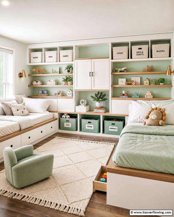 Customizable Storage Solutions - 21 Shared Kids Room Design Ideas for Siblings