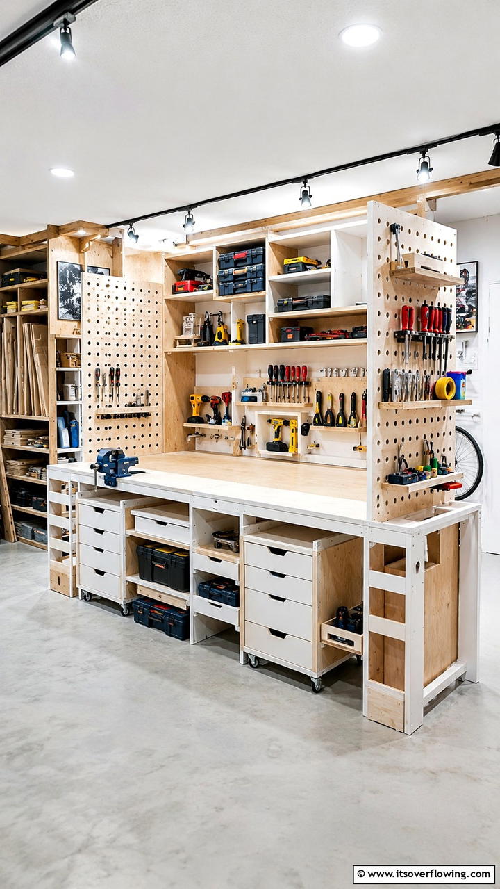 Customizable Workbench with DIY Components - 30 Garage Workbench Ideas for Organized DIY Spaces