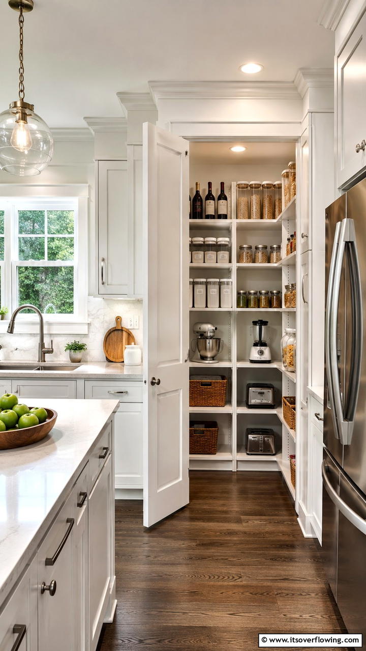 Customized Adjustable Shelf Pantry - 30 Corner Pantry Ideas to Maximize Kitchen Storage