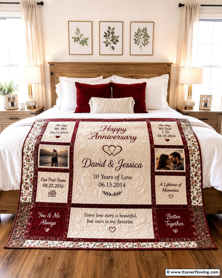 Customized Anniversary Quilt - 25 40th Wedding Anniversary Gift Ideas They’ll Love