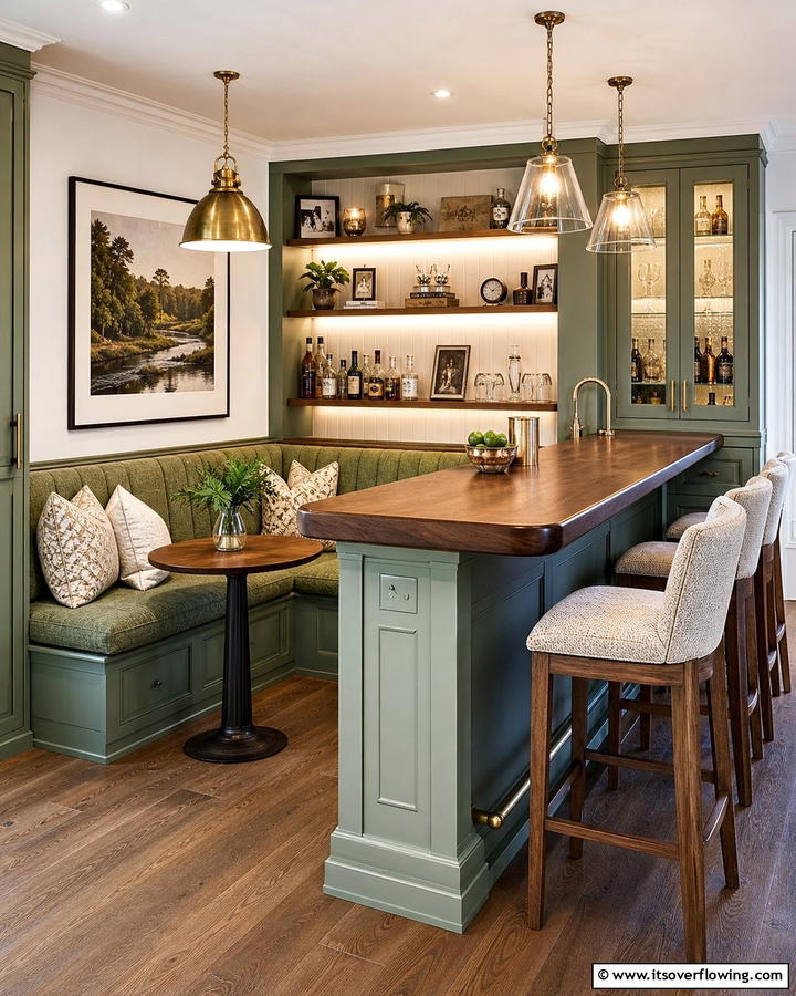 Customized Bar with Seating Nook - 30 Kitchen Bar Ideas for Casual Dining and Socializing