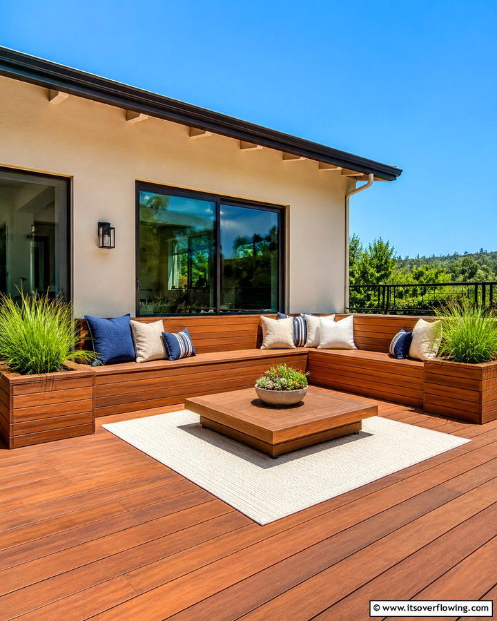 Customized Built In Seating - 30 Budget-Friendly Backyard Deck Ideas for Stylish Outdoor Living