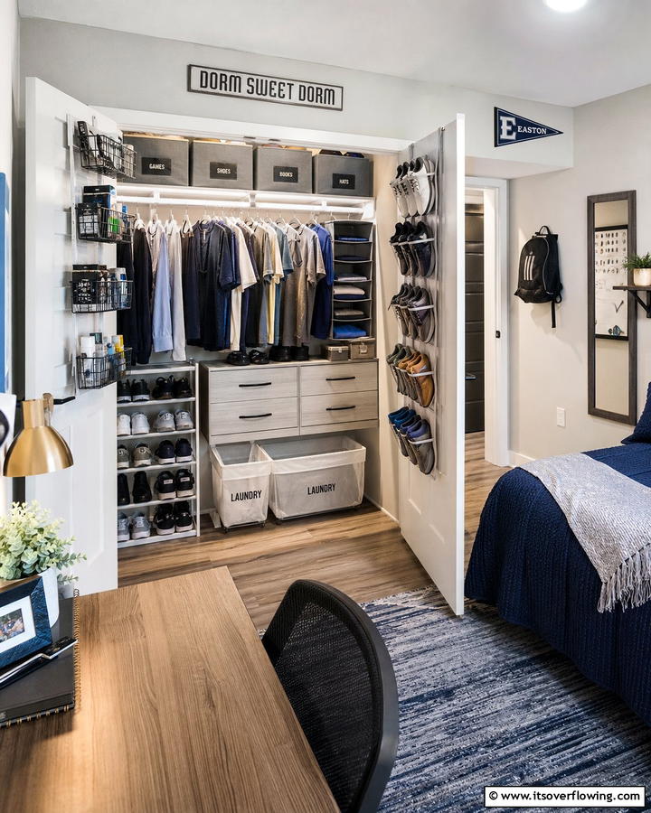 Customized Closet Organization - 25 Boys Dorm Room Ideas for Stylish Spaces