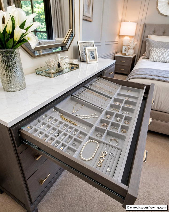 Customized Drawer Inserts - 30 Clever Jewelry Storage Ideas to Keep Accessories Tidy