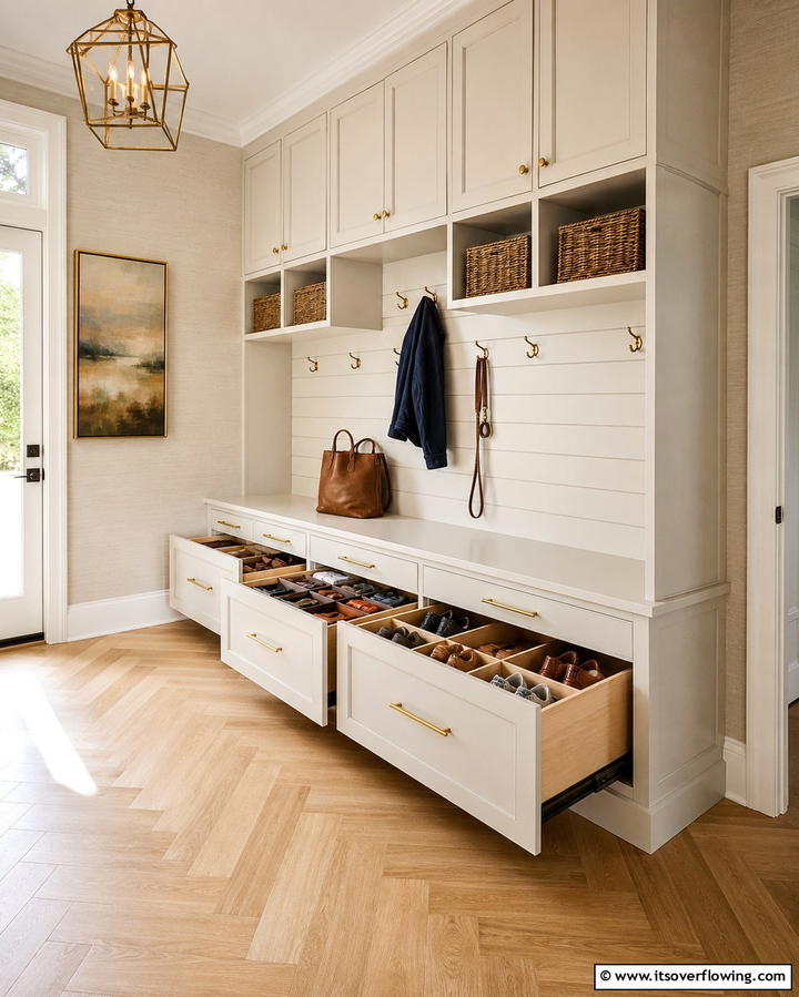 Customized Drawer Units - 30 Mudroom Storage Ideas for a Clutter-Free Entryway