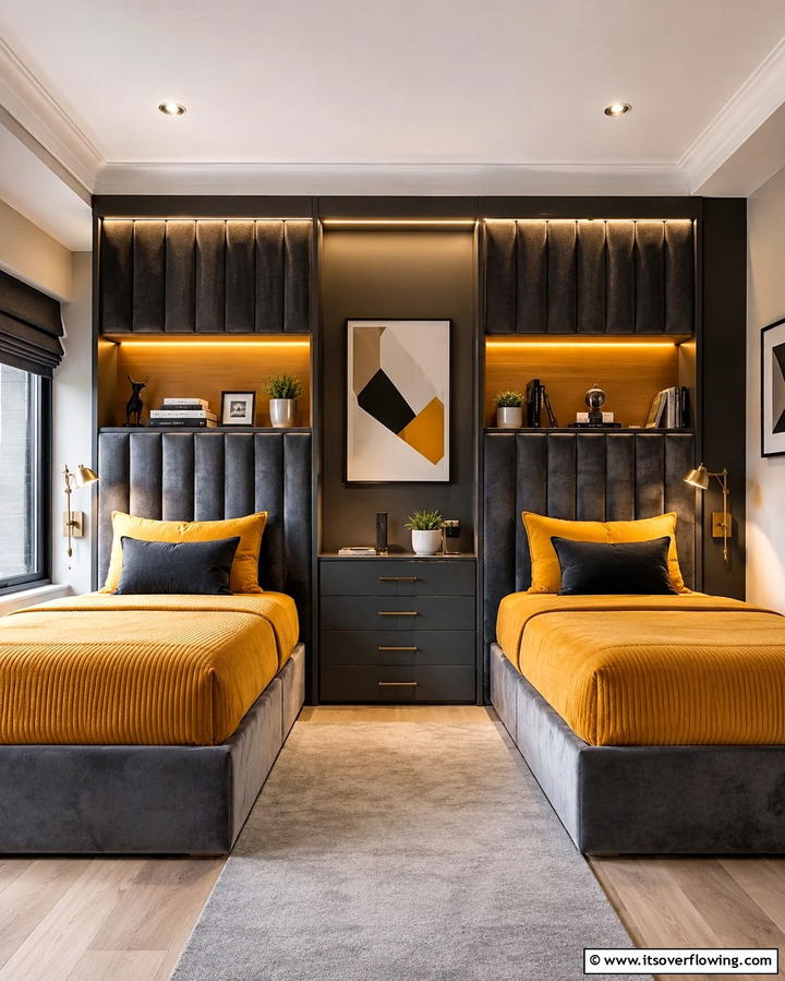 Customized Headboards with Storage - 25 Shared Bedroom Ideas for Small Rooms to Maximize Space