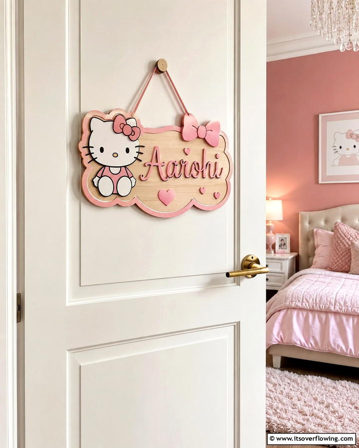 Customized Hello Kitty Name Plaques - 25 Hello Kitty Bedroom Ideas for a Cute and Cozy Space