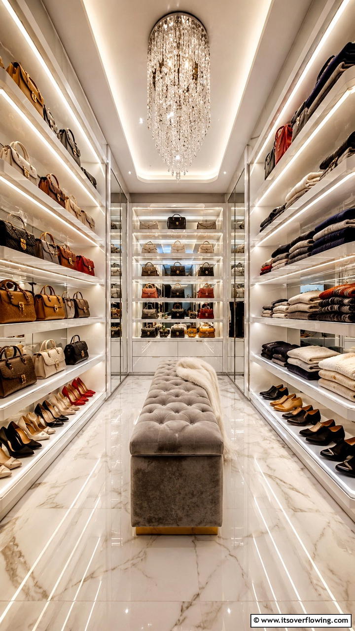 Customized LED Lit Shelves - 30 Closet Shelving Ideas for Maximizing Storage and Space