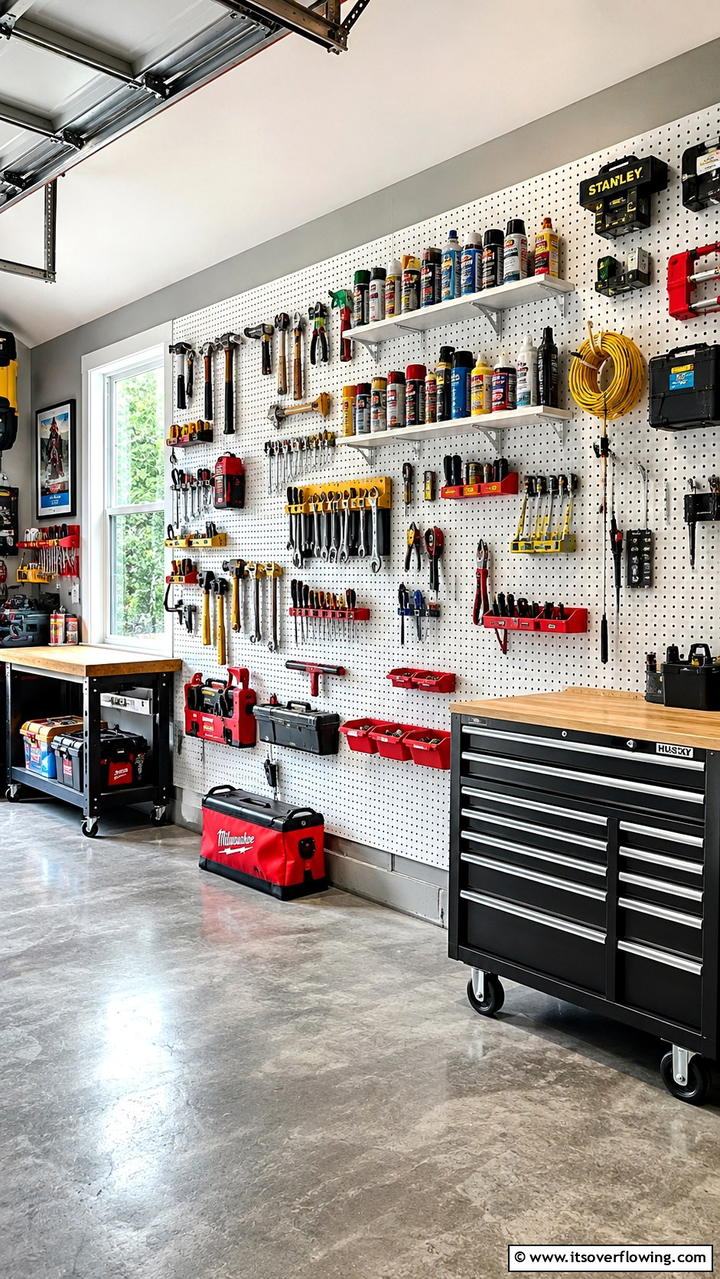Customized Pegboard Layouts - 30 Garage Wall Ideas for Organized, Functional Spaces