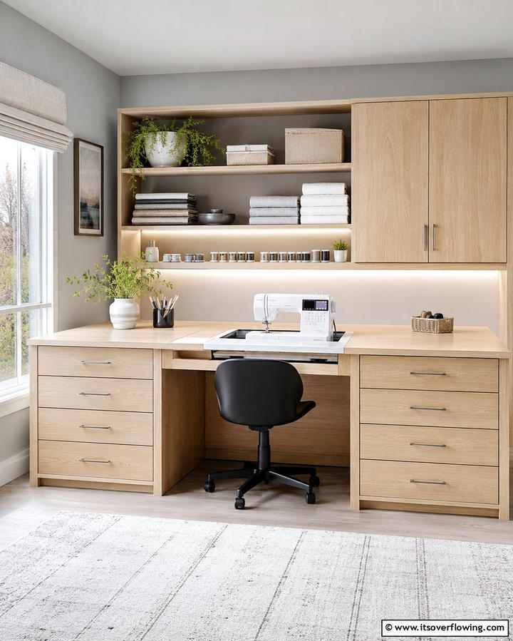 Customized Sewing Machine Cabinet - 25 Sewing Room Ideas for Crafters and Hobbyists