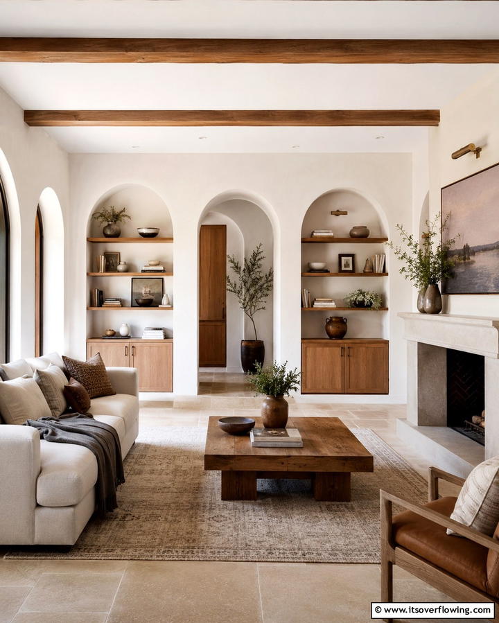 Customized Storage Solutions - 30 Mediterranean Living Room Ideas- Warm & Inviting Spaces