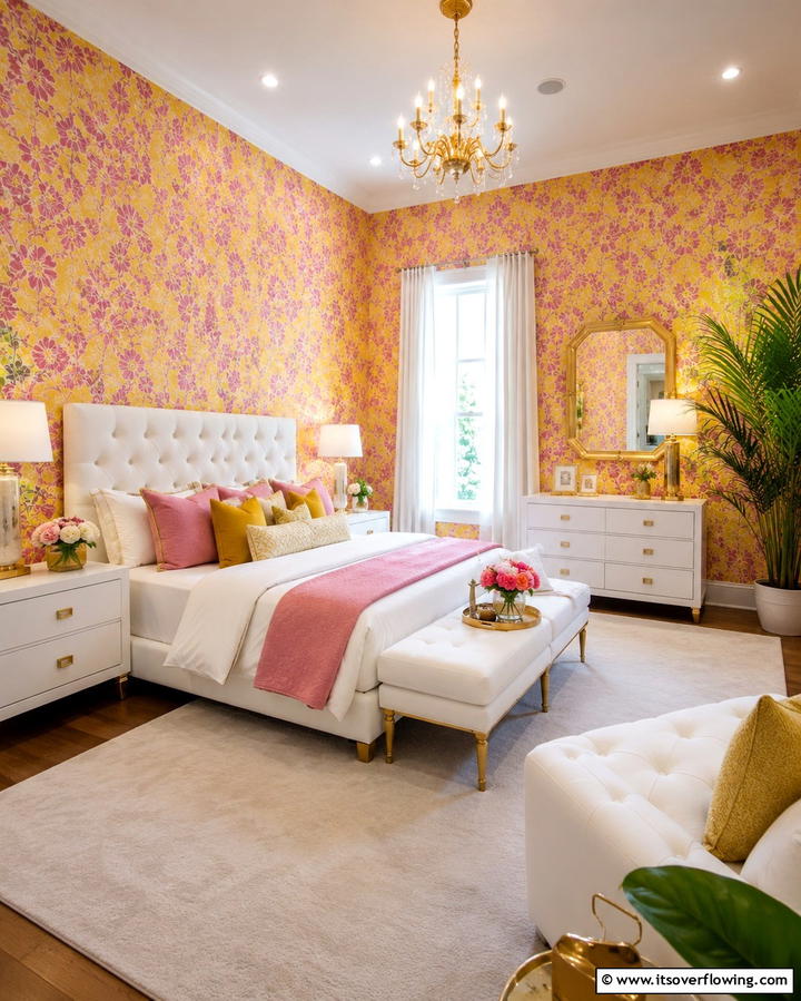 Customized Wallpapers - 30 Yellow and Pink Decor Ideas- Vibrant Home Accents