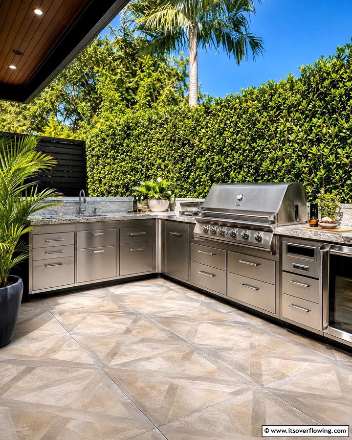 Customizing with Weatherproof Cabinets - 20 Functional L-Shaped Outdoor Kitchen Ideas for Entertaining