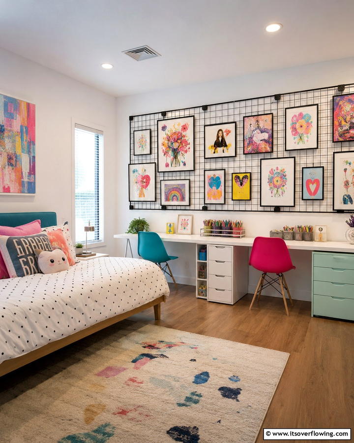 DIY Art Gallery - 25 Girl Room Ideas for 10-year-olds- Creative & Fun Designs
