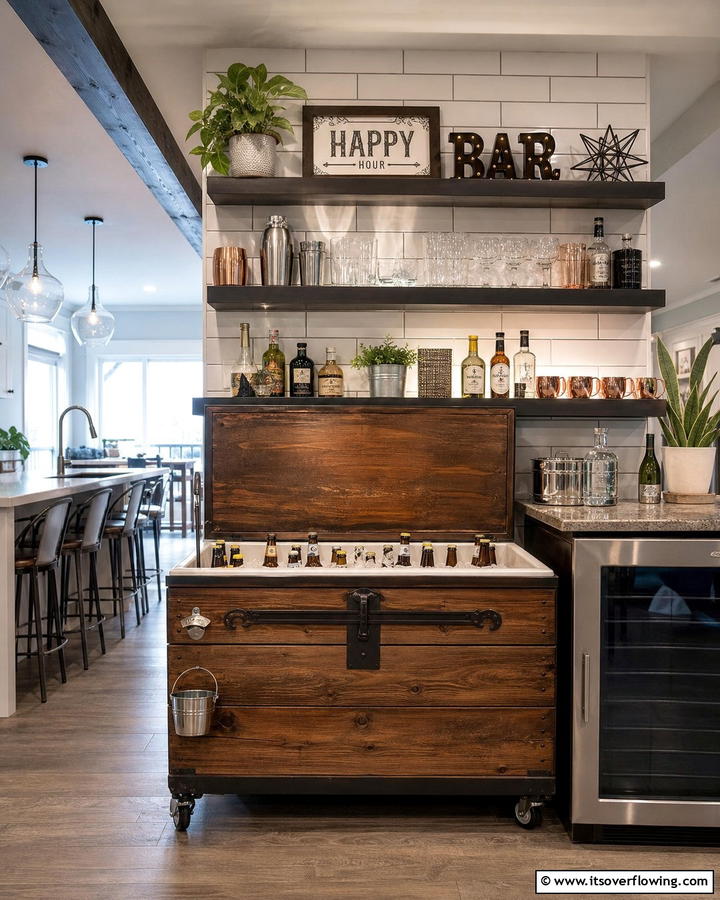 DIY Beverage Cooler - 30 Budget-Friendly Home Bar Ideas for Entertaining