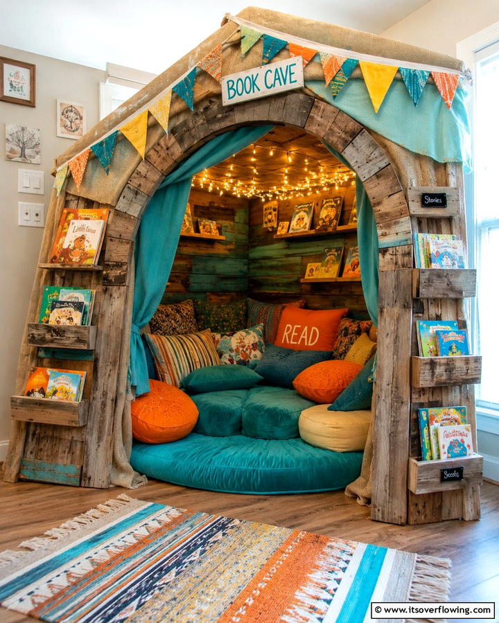 DIY Book Cave - 30 Kids Reading Nook Ideas- Cozy Spaces for Young Readers
