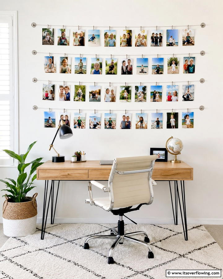 DIY Clip Display - 30 Family Photo Wall Ideas to Display Memories