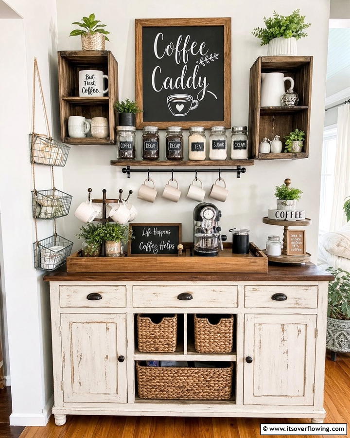 DIY Coffee Caddy Station - 21 Functional Coffee Station Ideas for Kitchen or Office
