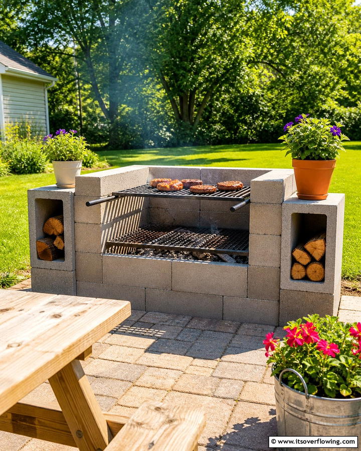 DIY Concrete Block BBQ Pit - 25 Bbq Pit Ideas for Outdoor Cooking Fun