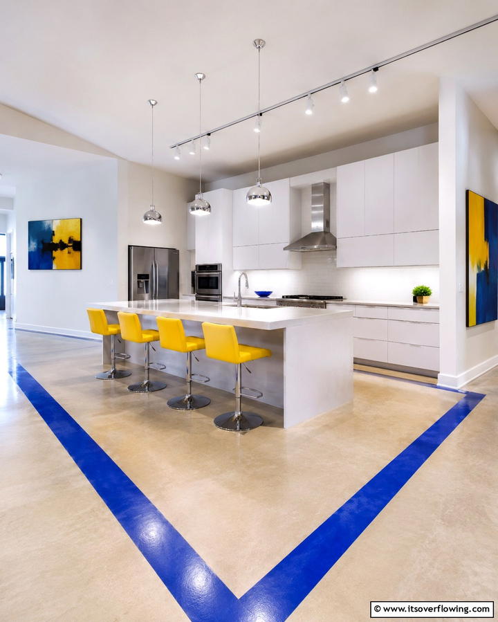 DIY Concrete Stenciling - 30 Industrial Chic Concrete Floor Kitchen Design Concepts