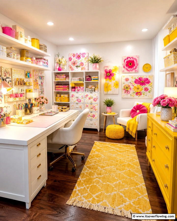 DIY Craft Projects - 30 Yellow and Pink Decor Ideas- Vibrant Home Accents