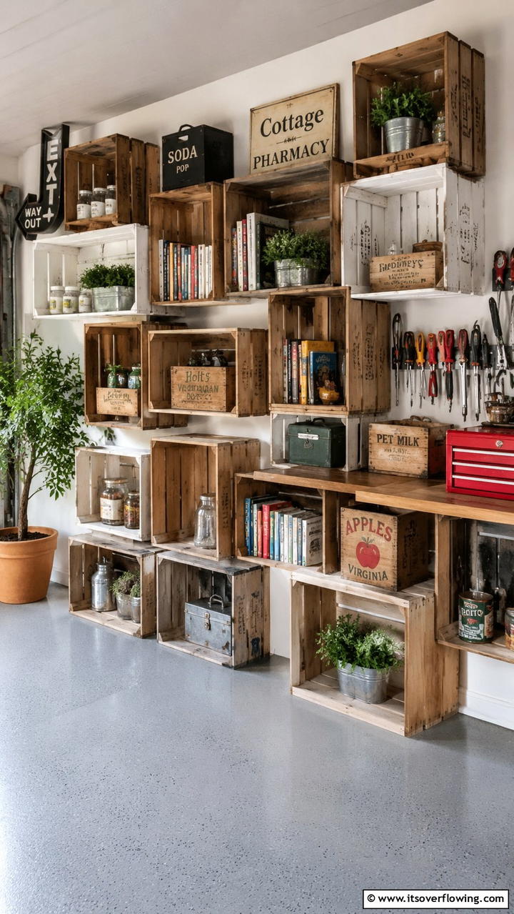 DIY Crate Shelves - 30 Garage Shelving Ideas for Clutter-Free Storage