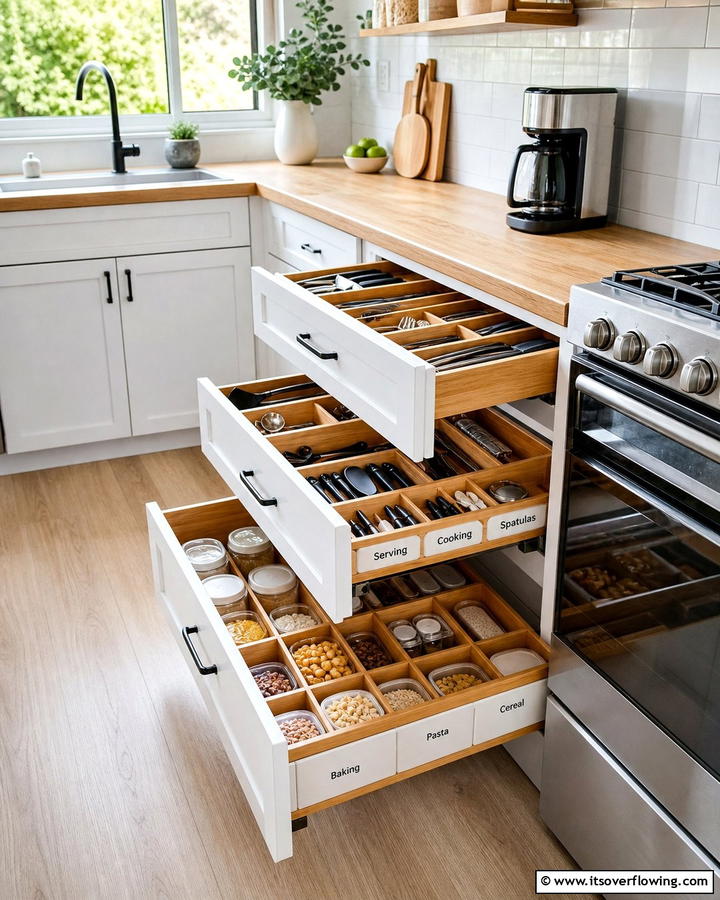 DIY Drawer Organization Systems - 21 Small Kitchen Ideas on a Budget for Maximized Space