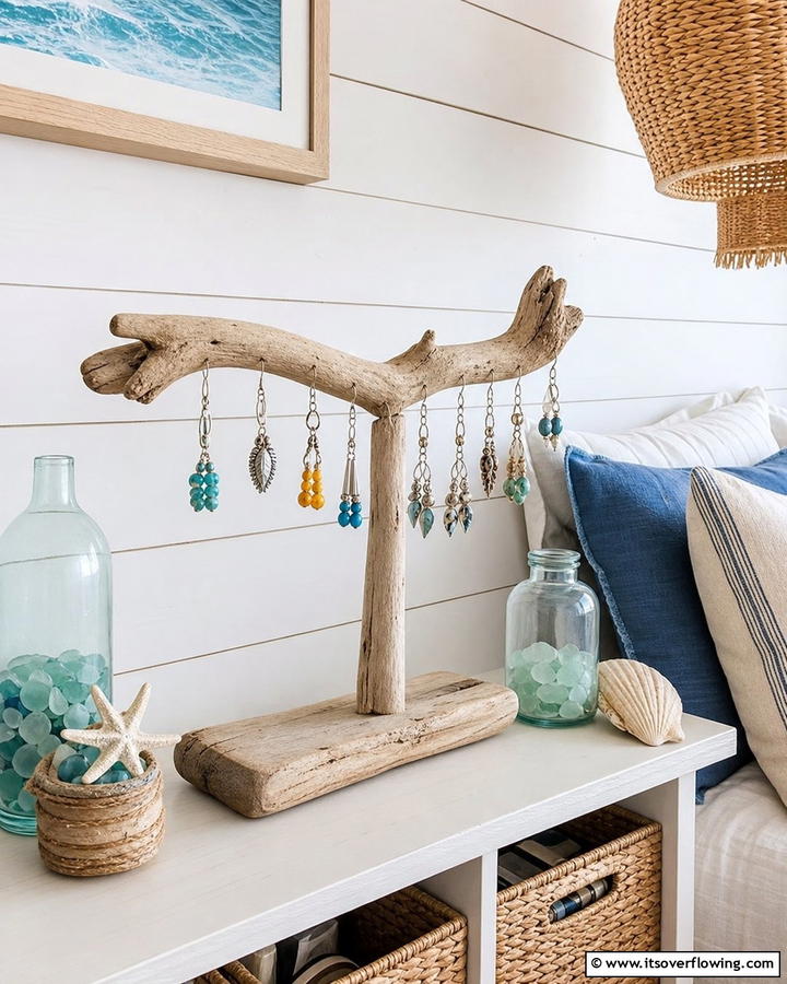 DIY Driftwood Holder - 20 Earring Storage Ideas to Keep Your Jewelry Organized