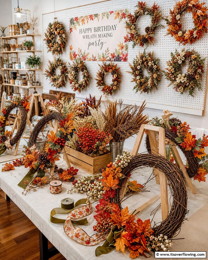 DIY Fall Wreath Workshop - 25 Fall Birthday Party Ideas for a Seasonal Celebration