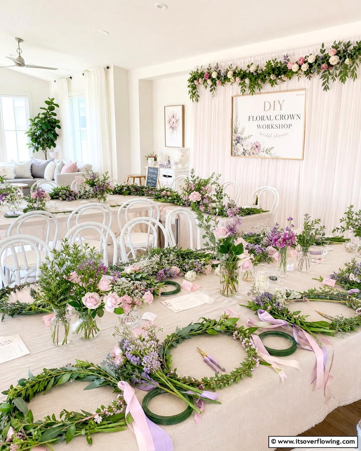 DIY Floral Crown Workshop - 21 Unique Bridal Shower Ideas for Memorable Celebrations