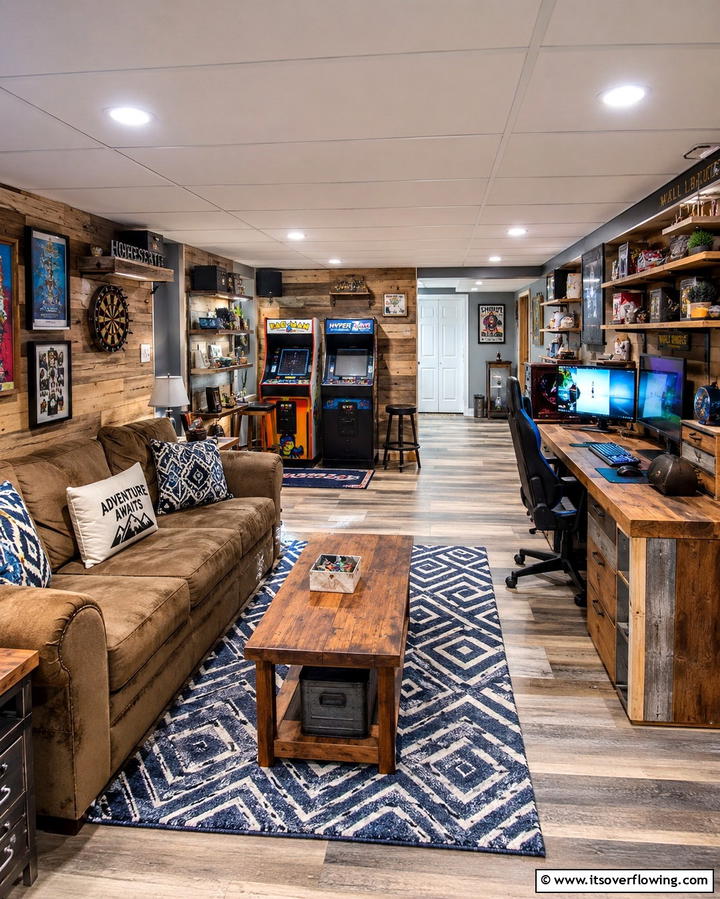 DIY Game Room Workshop - 30 Fun Basement Game Room Ideas for Family Entertainment
