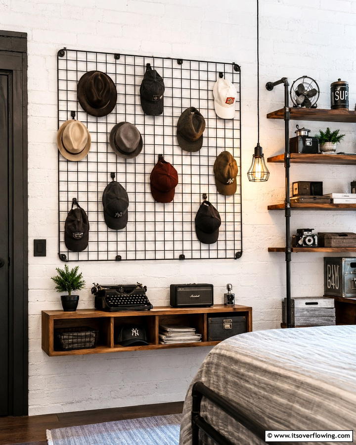 DIY Hat Wall Grid - 30 Smart Hat Storage Ideas to Declutter Your Home