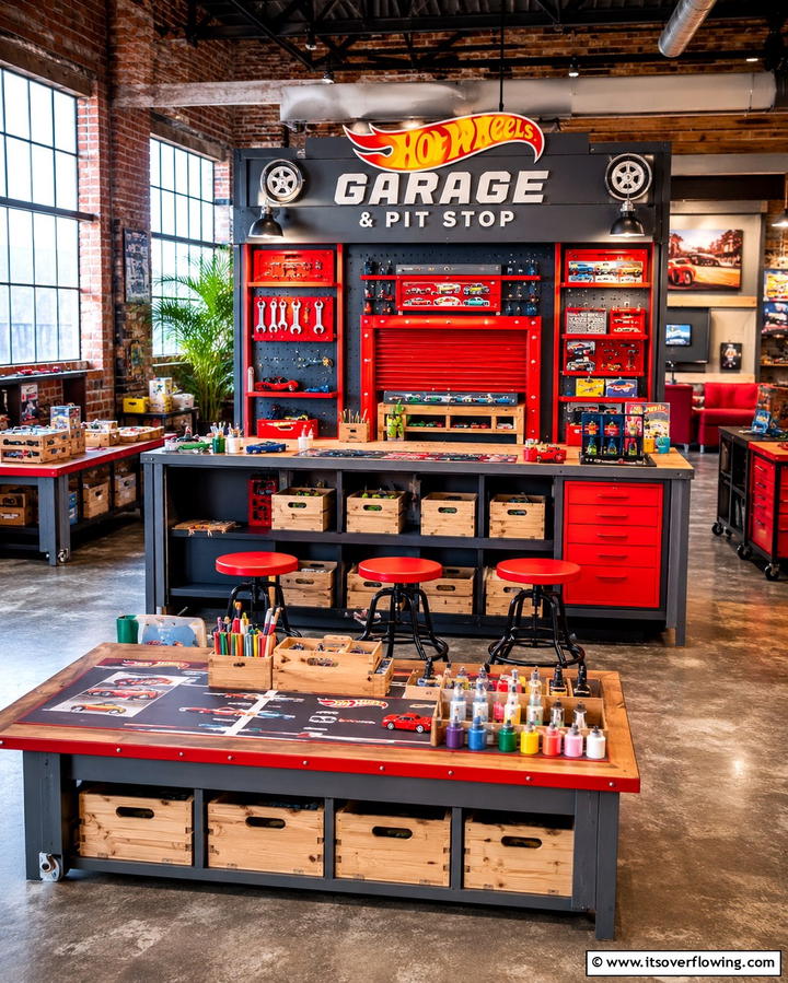 DIY Hot Wheels Garage and Pit Stop - 30 Hot Wheels Birthday Party Ideas- Race-Themed Decor & Activities