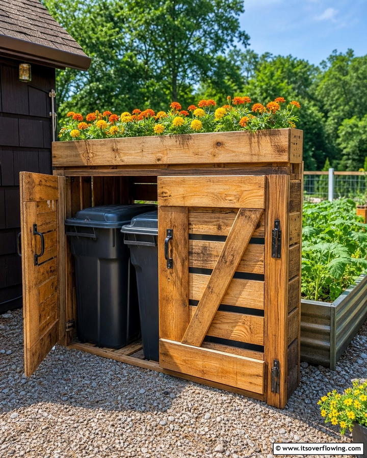 DIY Pallet Enclosure - 25 Garbage Can Storage Ideas for Neat Spaces