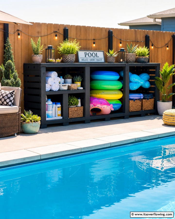 DIY Pallet Storage Units - 20 Pool Storage Ideas to Keep Your Backyard Tidy