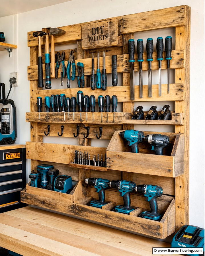 DIY Pallet Tool Racks - 25 Power Tool Storage Ideas for an Organized Workshop