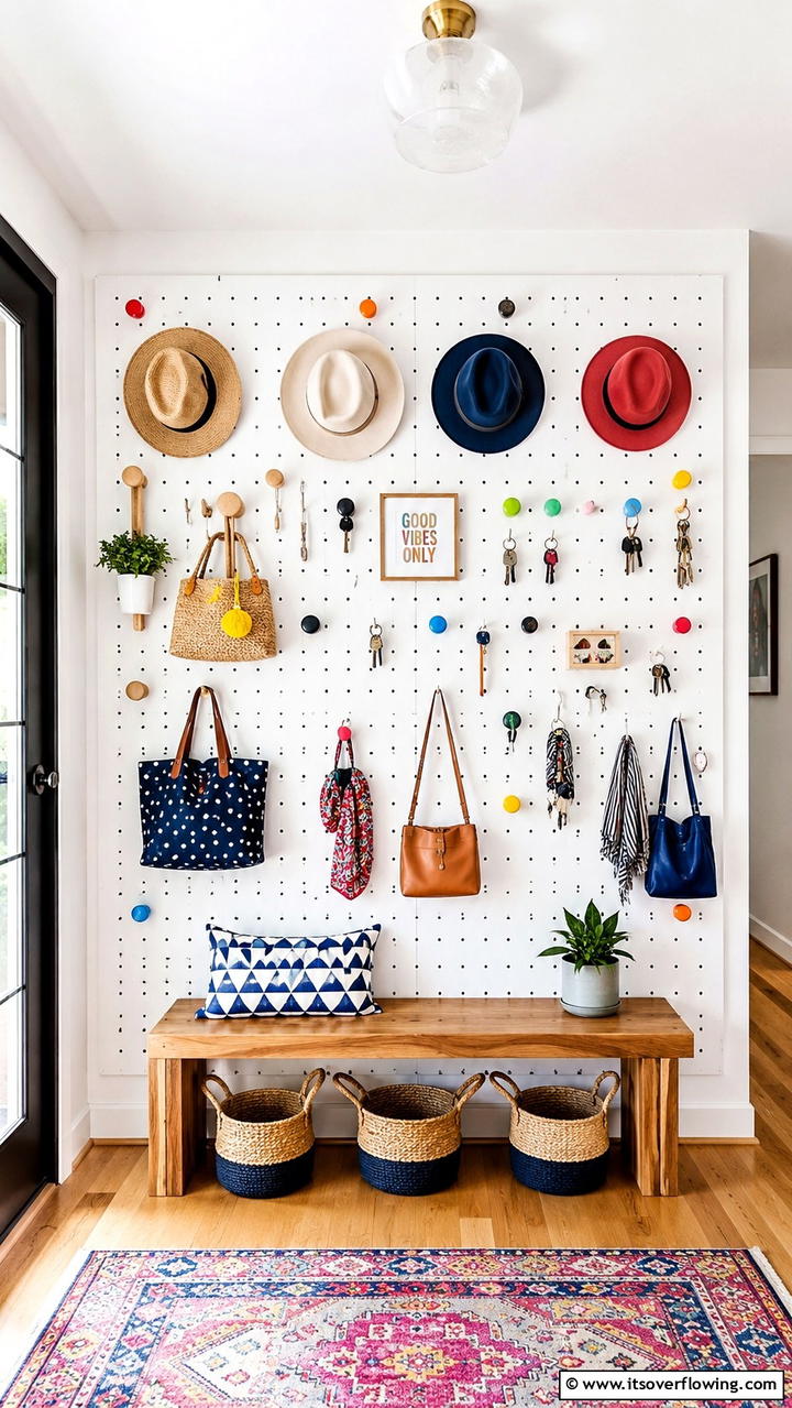 DIY Pegboard Hat Rack - 30 Creative Hat Rack Ideas for Organized Entryways