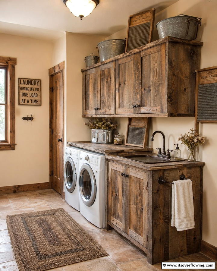 DIY Reclaimed Wood Cabinets for Rustic Charm - 25 Laundry Room Cabinet Ideas for Organization