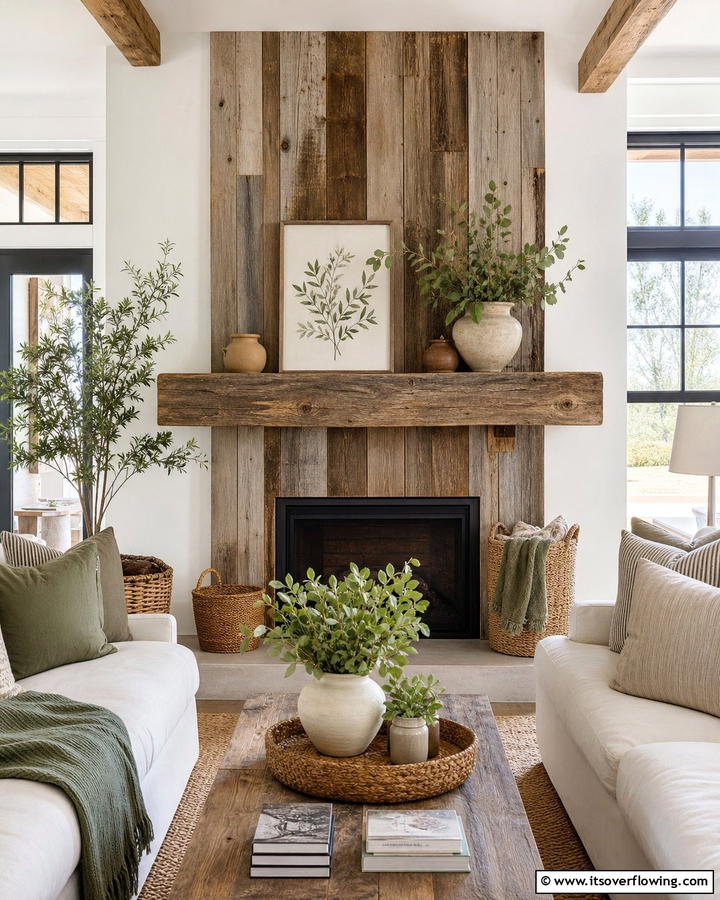 DIY Reclaimed Wood Surround - 21 Fireplace Decor Ideas to Style Your Mantel Year-Round