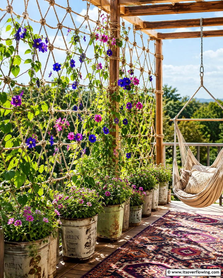 DIY Rope TrellisOne - 25 Beautiful Balcony Trellis Ideas for Your Space
